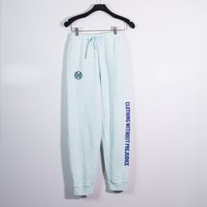 Colours World Peace Cotton Fleece Lined Pull On Joggers Sweat Pants Blue Small
